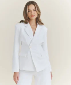 Asymmetrical Tailored Jacket - White
