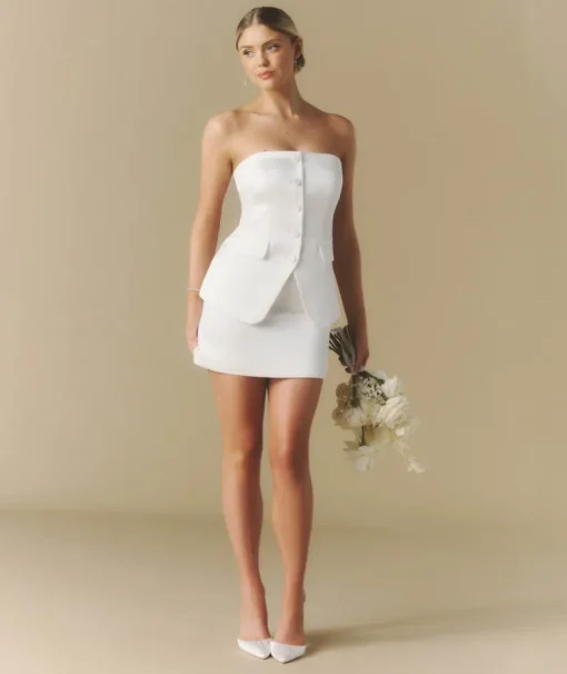 Bandeau Button Through Tailored Waistcoat - White