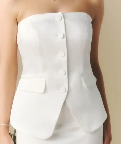 Bandeau Button Through Tailored Waistcoat - White