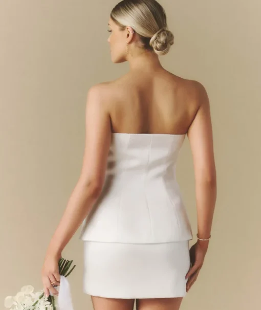 Bandeau Button Through Tailored Waistcoat - White