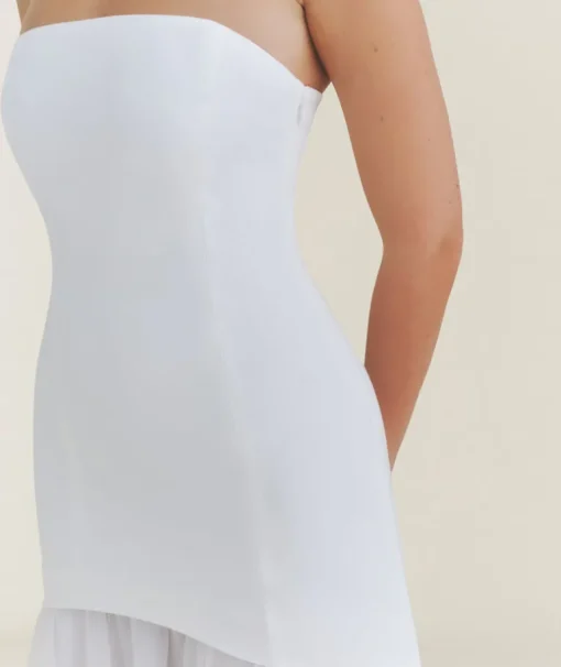 Bandeau Drop Waist Maxi Dress – White