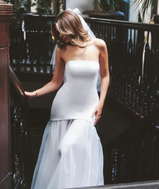 Bandeau Drop Waist Maxi Dress – White