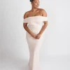 Bardot Gathered Crepe Bridesmaid Dress - Blush