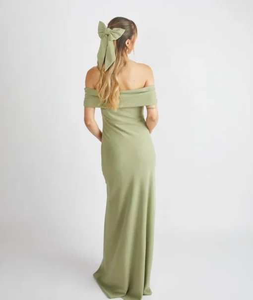 Bardot Gathered Crepe Bridesmaid Dress - Sage