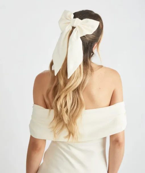 Bardot Gathered Crepe Bridesmaid Dress - Almond