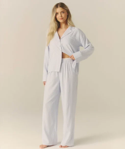 Blue Stripe Boxer Pyjama Trousers - Baby Blue