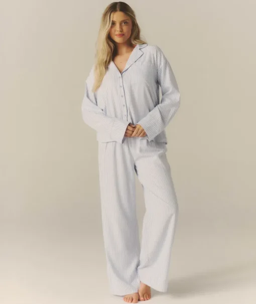 Blue Stripe Boxer Pyjama Trousers - Baby Blue