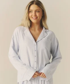 Blue Stripe Pyjama Shirt - Baby Blue