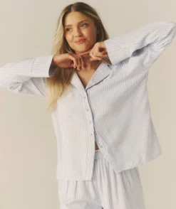 Blue Stripe Pyjama Shirt - Baby Blue