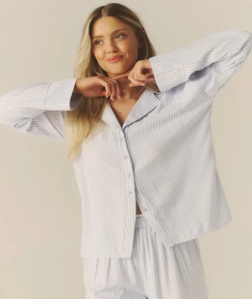 Blue Stripe Pyjama Shirt - Baby Blue