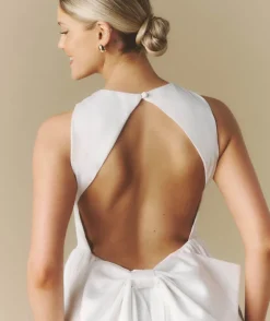 Bow Back Dropped Waist Midi Dress - White
