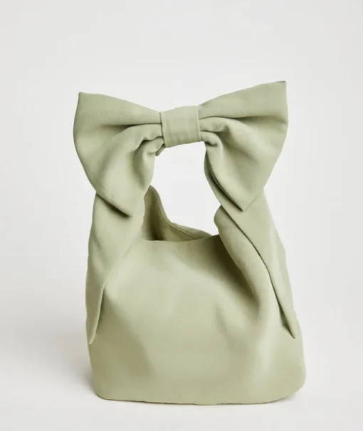 Bow Detail Crepe Pouch Bag