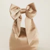 Bow Detail Satin Pouch Bag