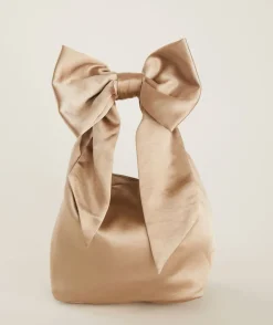 Bow Detail Satin Pouch Bag