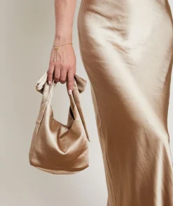 Bow Detail Satin Pouch Bag