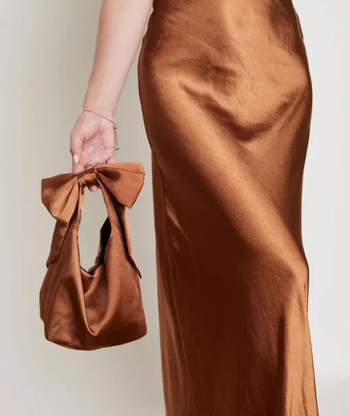 Bow Detail Satin Pouch Bag