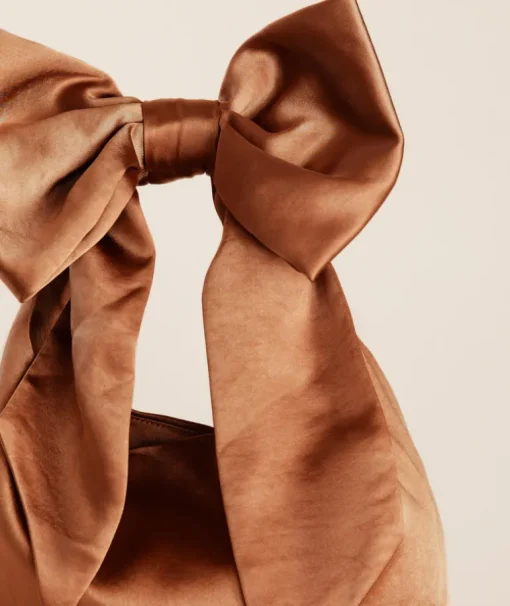 Bow Detail Satin Pouch Bag