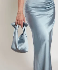 Bow Detail Satin Pouch Bag