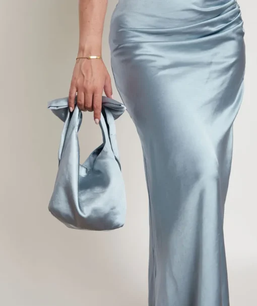 Bow Detail Satin Pouch Bag