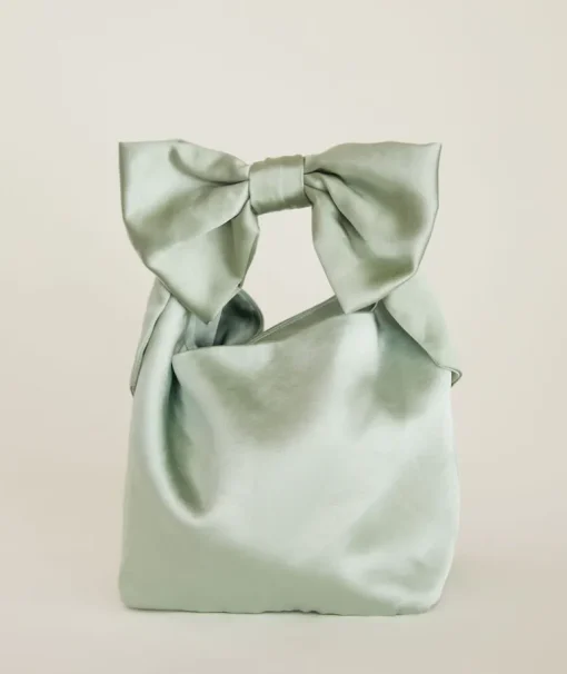 Bow Detail Satin Pouch Bag
