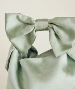 Bow Detail Satin Pouch Bag