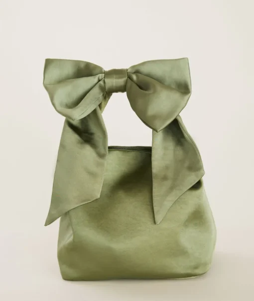 Bow Detail Satin Pouch Bag