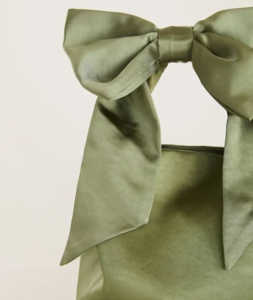 Bow Detail Satin Pouch Bag