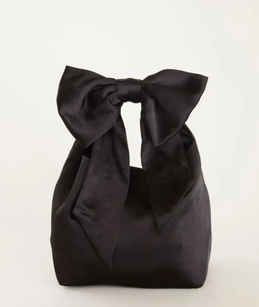Bow Detail Satin Pouch Bag