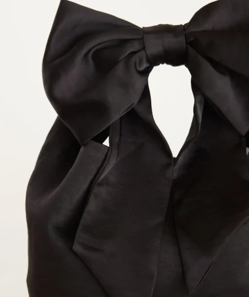 Bow Detail Satin Pouch Bag
