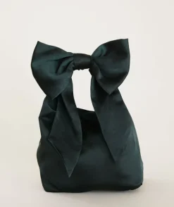 Bow Detail Satin Pouch Bag