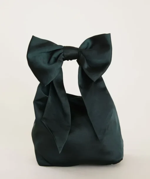 Bow Detail Satin Pouch Bag
