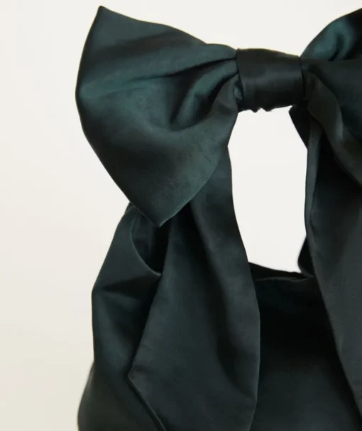 Bow Detail Satin Pouch Bag