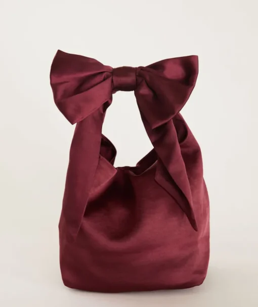 Bow Detail Satin Pouch Bag