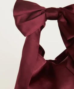 Bow Detail Satin Pouch Bag