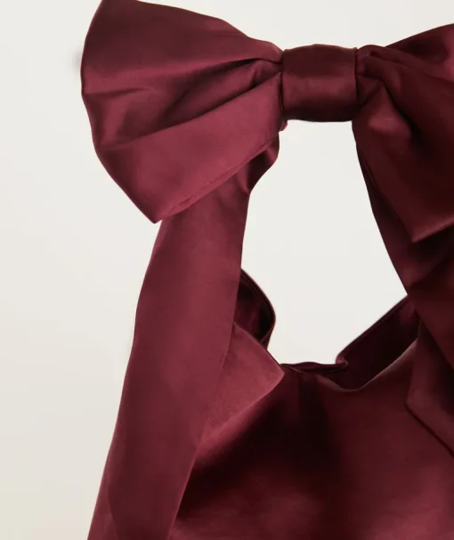 Bow Detail Satin Pouch Bag