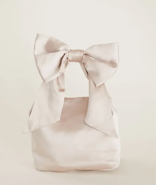 Bow Detail Satin Pouch Bag