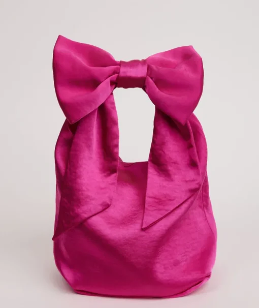 Bow Detail Satin Pouch Bag