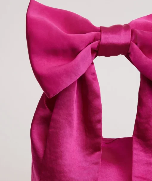 Bow Detail Satin Pouch Bag