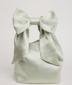 Bow Detail Satin Pouch Bag