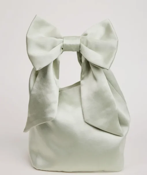 Bow Detail Satin Pouch Bag