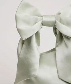 Bow Detail Satin Pouch Bag