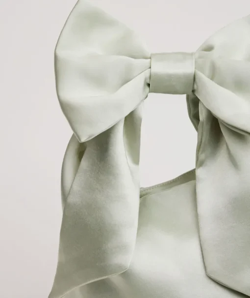 Bow Detail Satin Pouch Bag