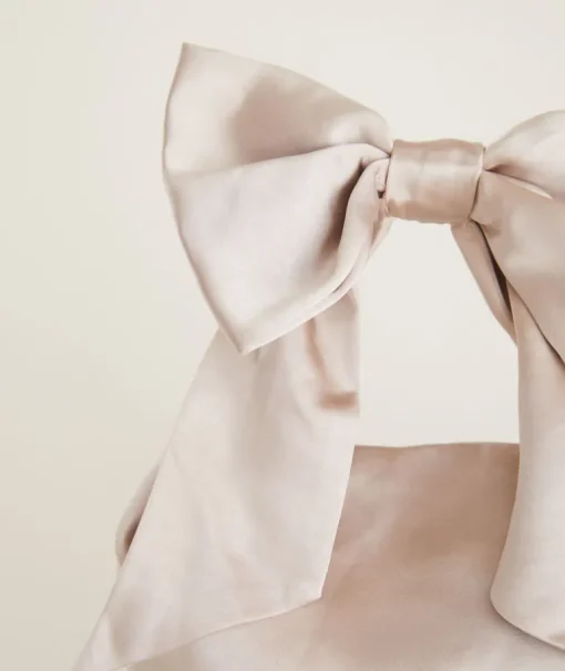 Bow Detail Satin Pouch Bag