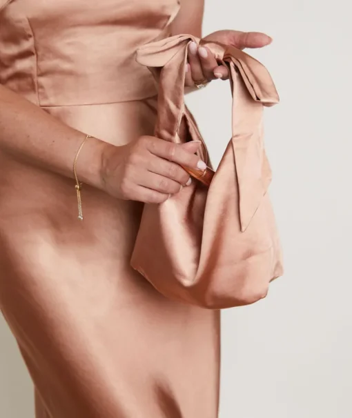 Bow Detail Satin Pouch Bag