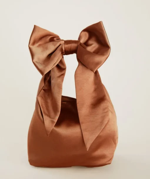Bow Detail Satin Pouch Bag