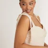 Bow Tie Shoulder Chiffon Bridesmaid Dress - Butter Cream