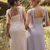 Bow Tie Shoulder Chiffon Bridesmaid Dress - Dusty Lilac