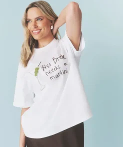 Bride Needs a Martini Beaded Tee - White