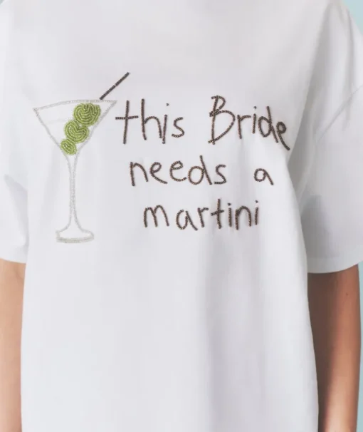 Bride Needs a Martini Beaded Tee - White