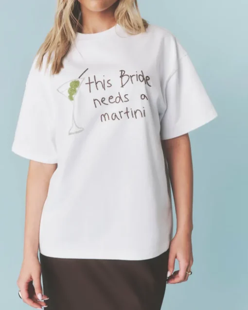 Bride Needs a Martini Beaded Tee - White